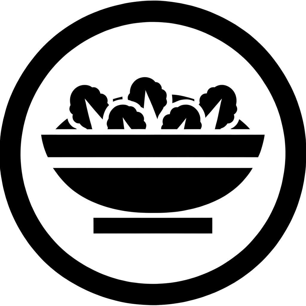 Icon mit Salatteller, in schwarz weiß